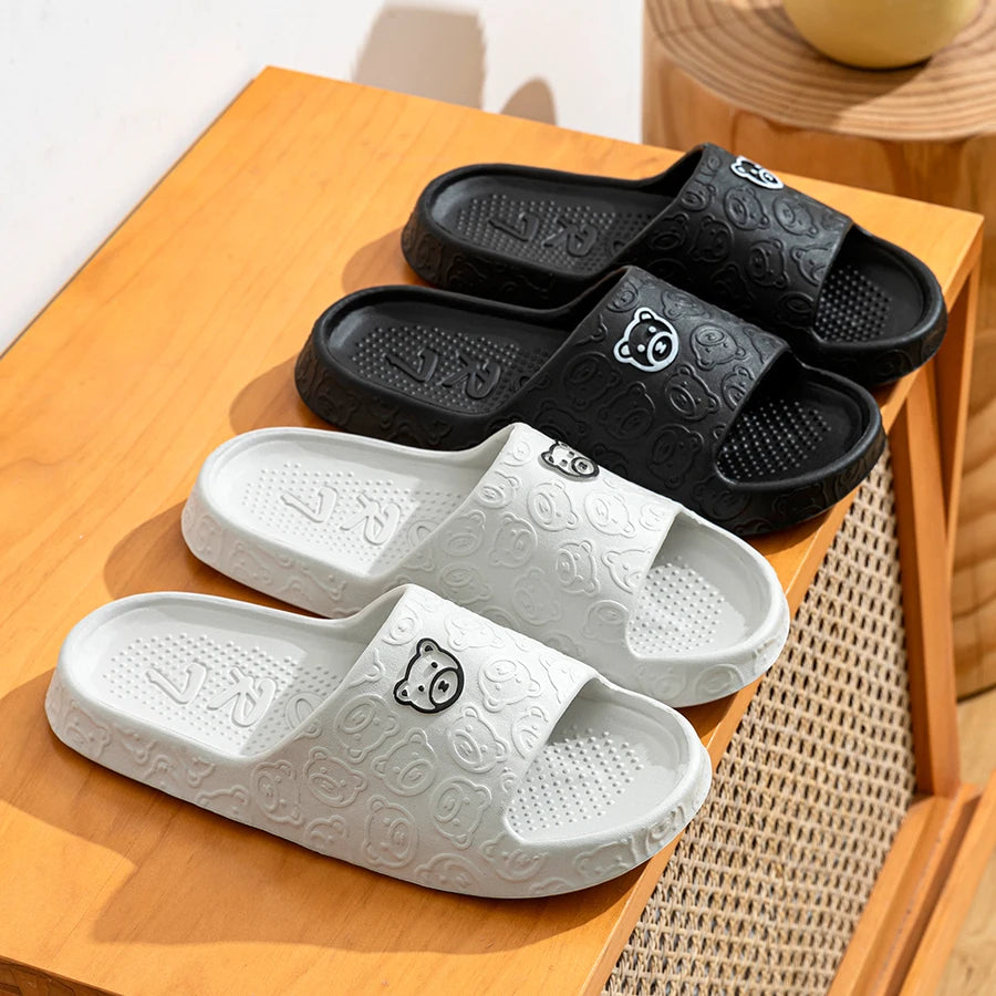 Summer Bear Print Non-Slip Slippers for Men & Women