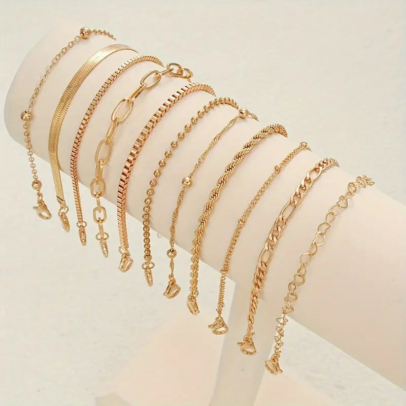 11-Piece Chic Snake Chain Bracelet Set