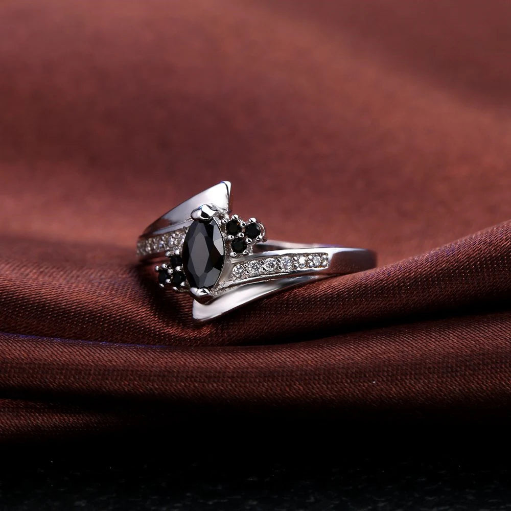 Sterling Silver color  Engagement Ring – Austrian Crystal.