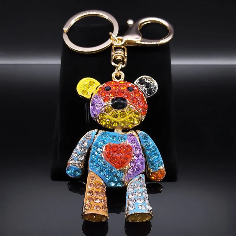 Colorful Crystal Bear Keychain – Bag Accessory
