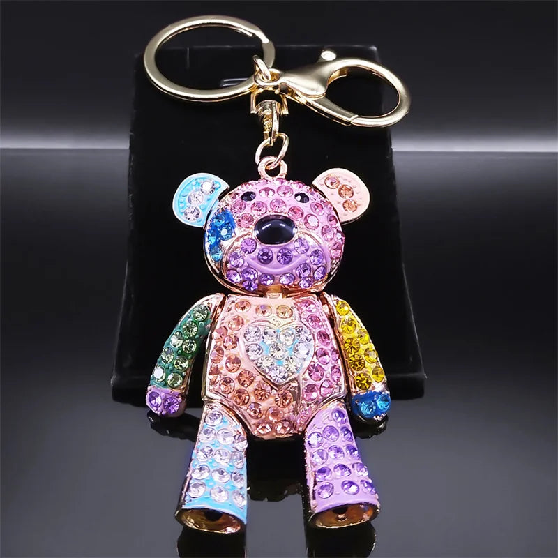 Colorful Crystal Bear Keychain – Bag Accessory