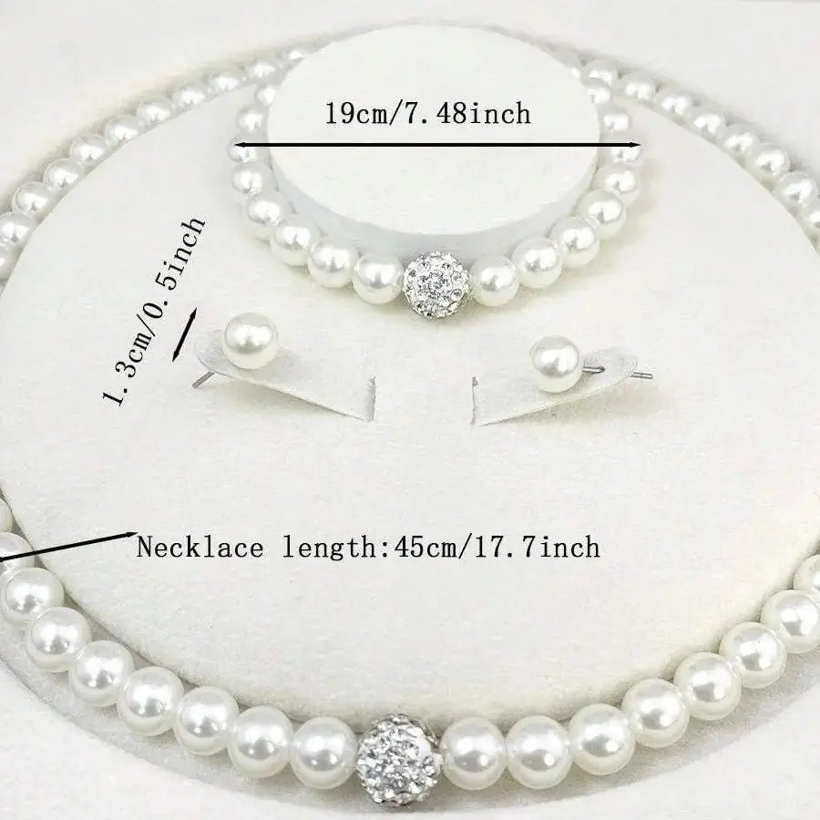 3-Piece Pearl & Crystal Jewelry Set for Women