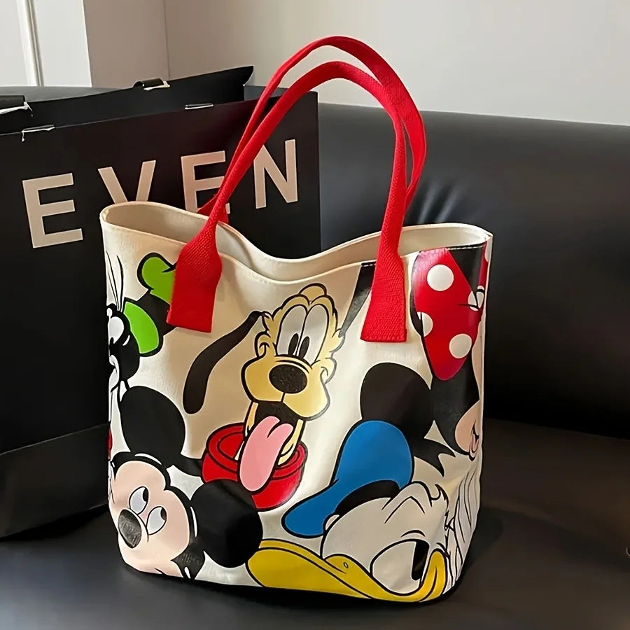 Mickey Mouse Tote Bag – Large Capacity with Zipper