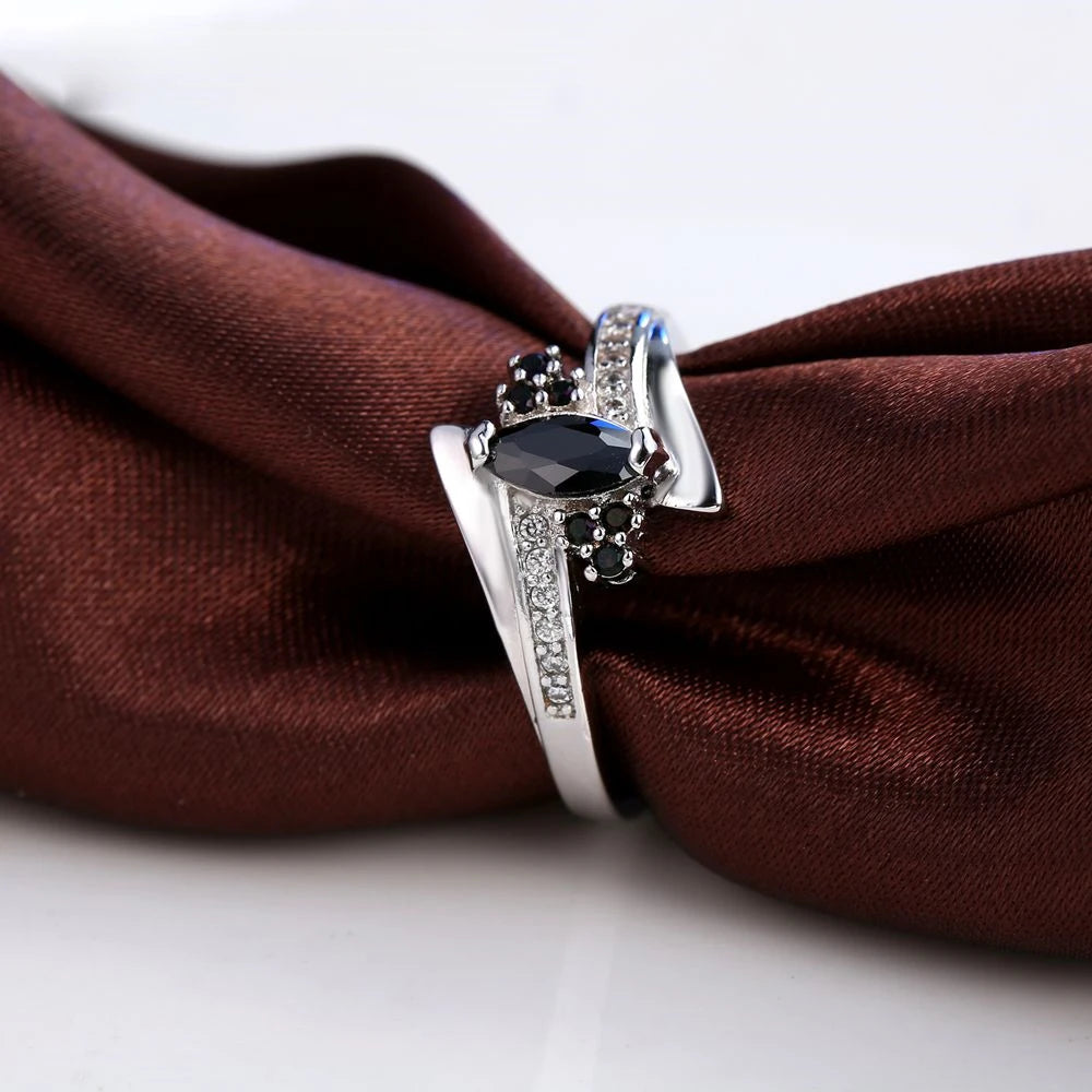 Sterling Silver color  Engagement Ring – Austrian Crystal.