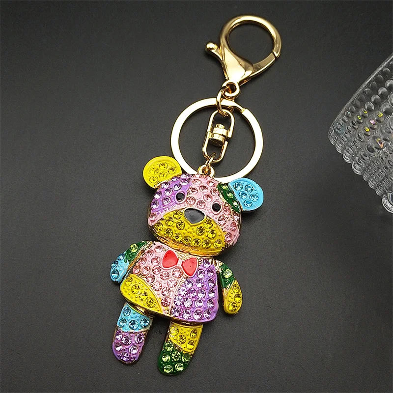 Colorful Crystal Bear Keychain – Bag Accessory