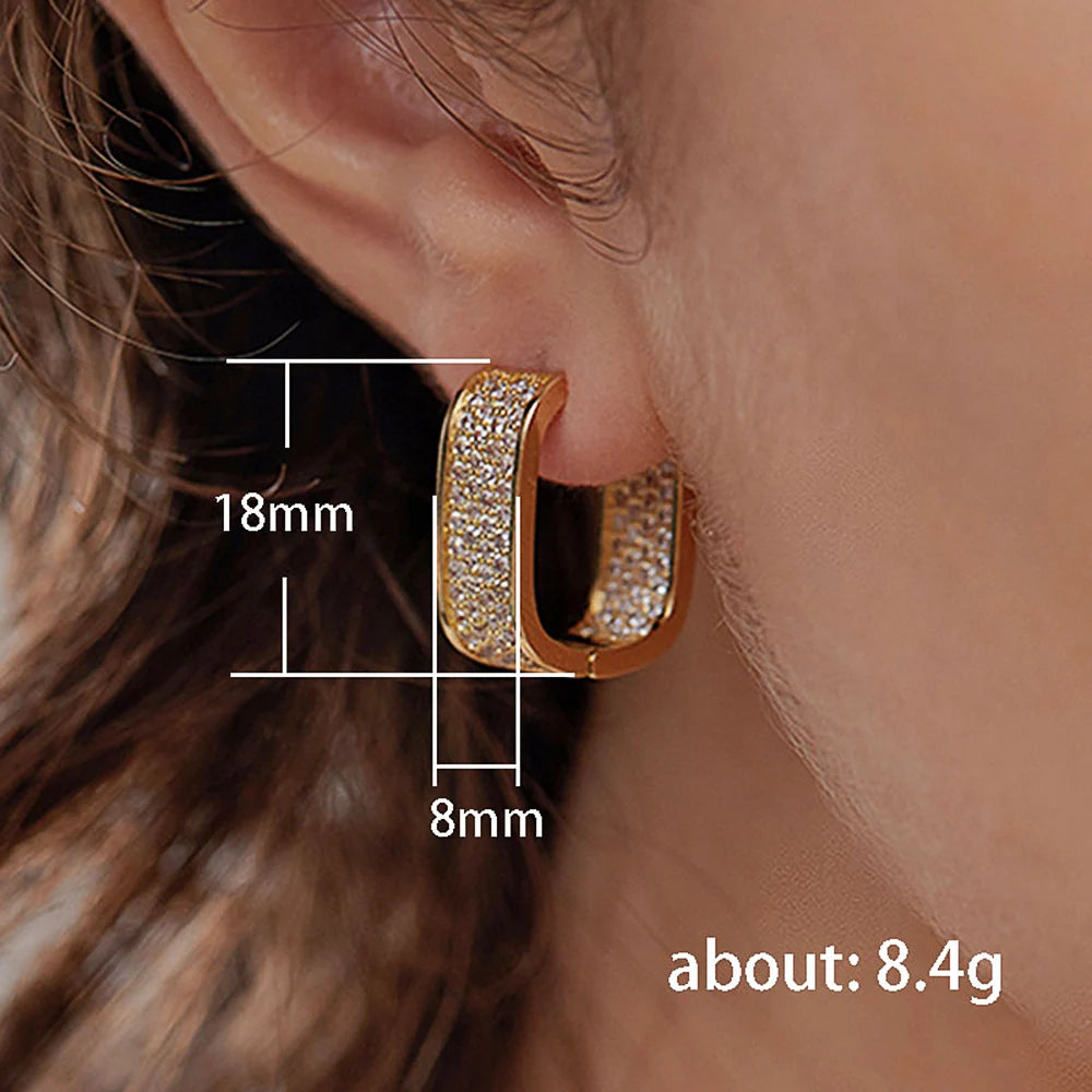 Huitan CZ Hoop Earrings – Fashion Silver & Gold for Women