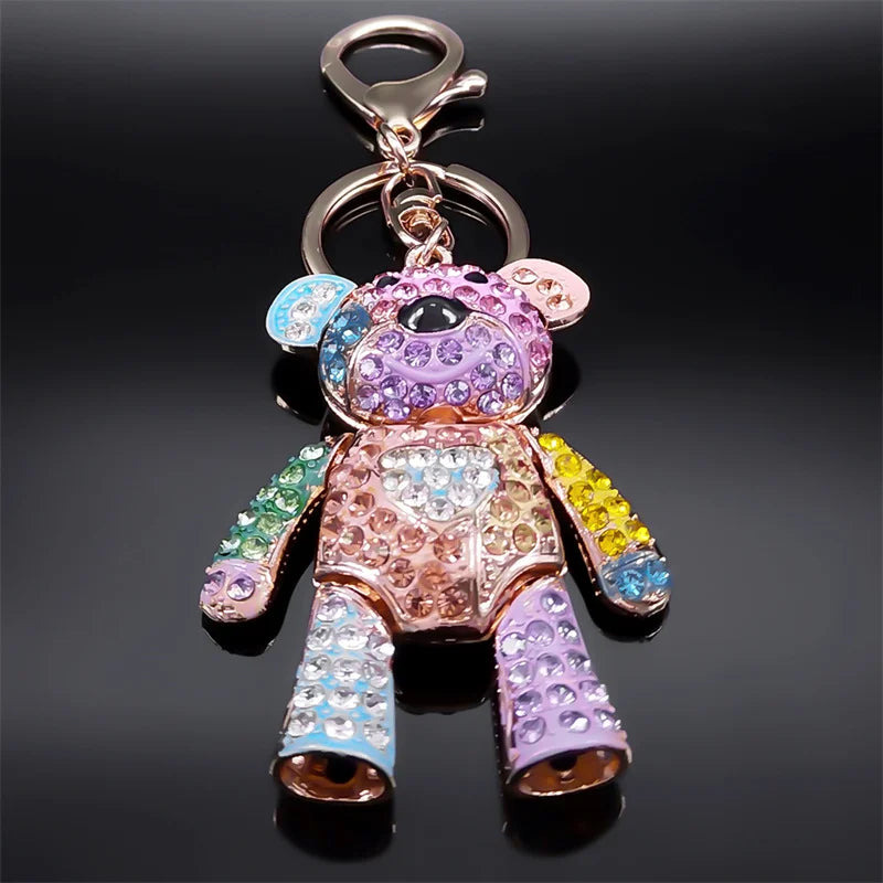 Colorful Crystal Bear Keychain – Bag Accessory