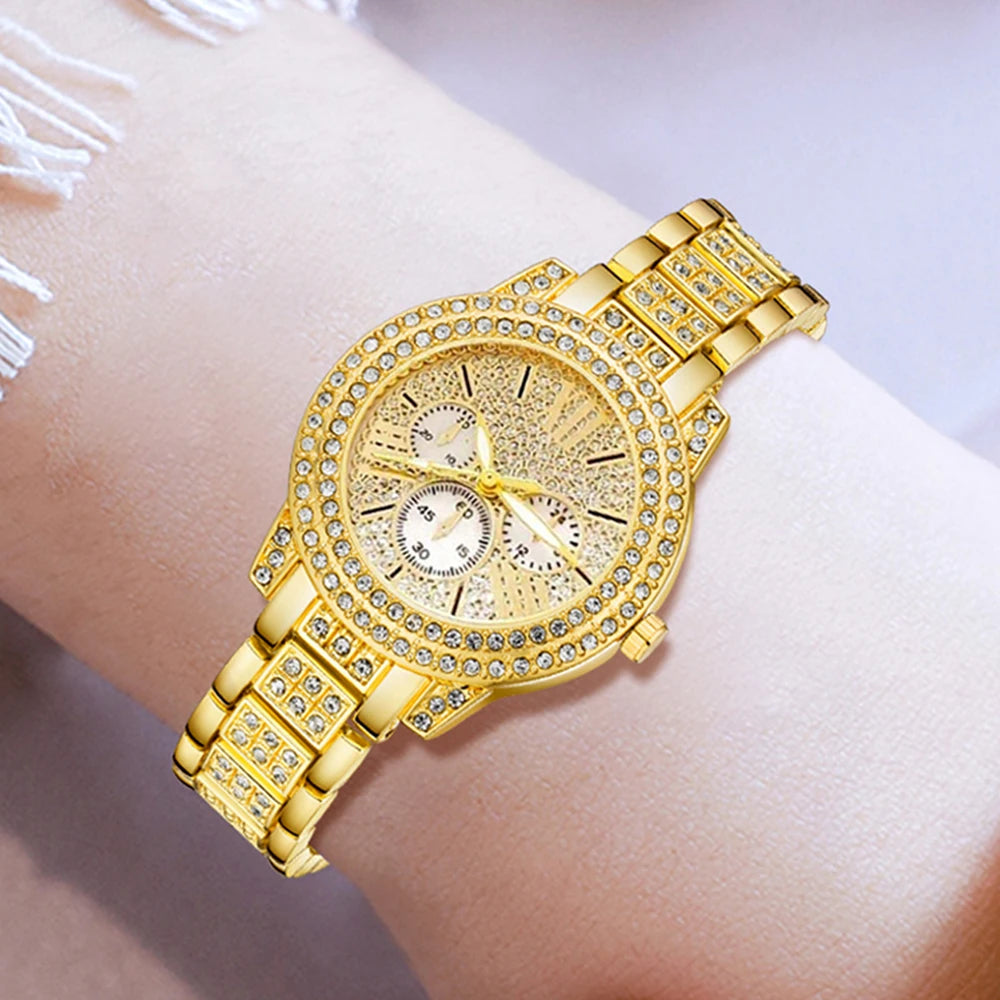 Women’s Gold Watch & Jewelry Set.
