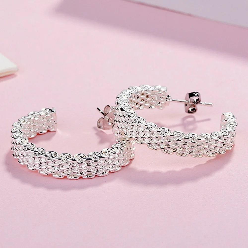 Sterling Silver Color Stud Earrings for Women