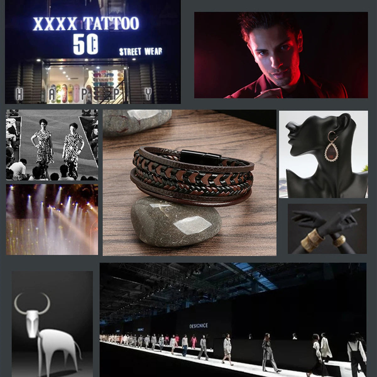 Men’s Vintage Leather Braided Bracelet – Magnetic Buckle.