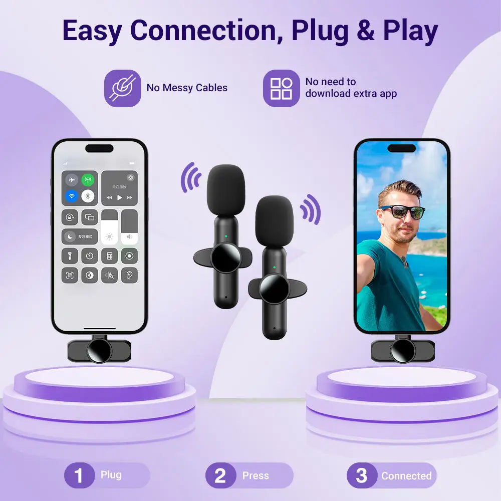 Wireless Lavalier Microphone for iPhone & Android