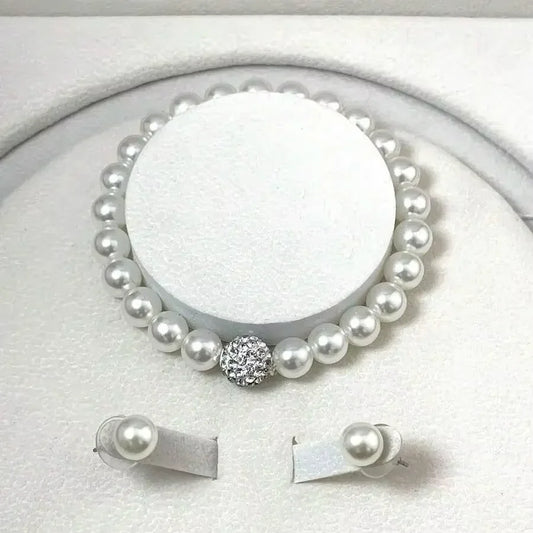 3-Piece Pearl & Crystal Jewelry Set for Women
