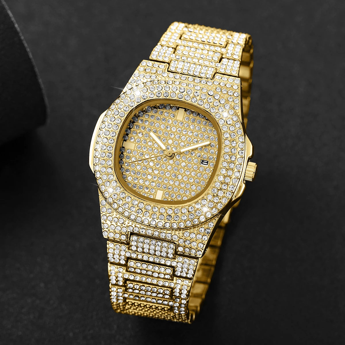 Luxury Men's Diamond Stainless Steel Watch