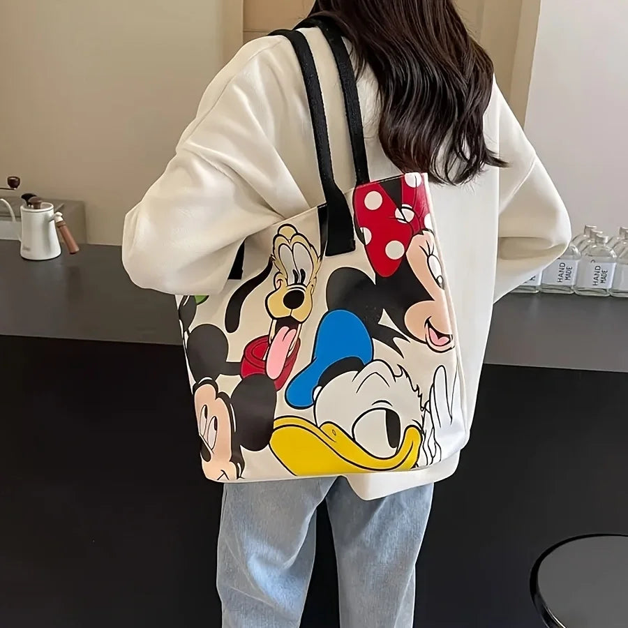 Mickey Mouse Tote Bag – Large Capacity with Zipper