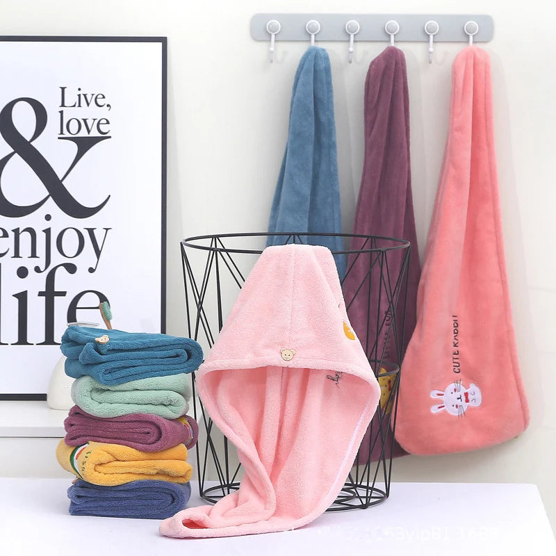 Coral Fleece Quick-Dry Hair Towel Cap