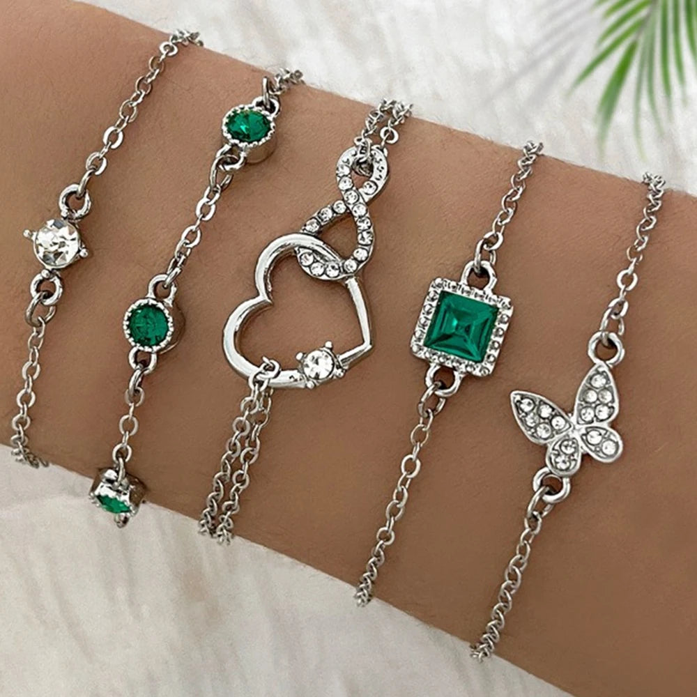 Vintage Rhinestone Bracelet Set (5pcs)